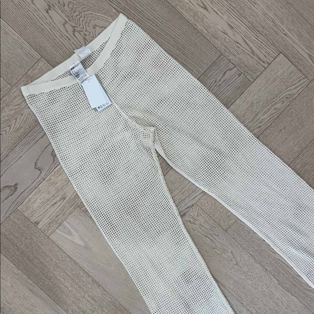H&M Cream Knit Mesh Leggings